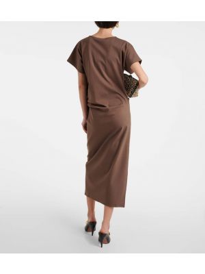 Βαμβακερή μίντι φόρεμα Jacques Wei καφέ