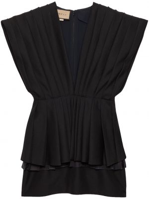 Плисирана вълнена мини рокля Gucci черно