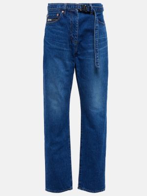 Straight fit džíny s vysokým pasem Sacai modré