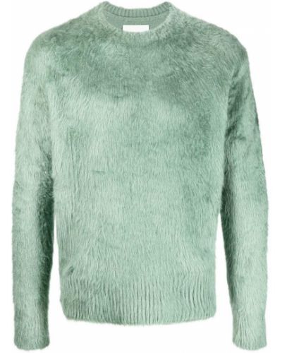 Svilen pulover z okroglim izrezom Jil Sander zelena