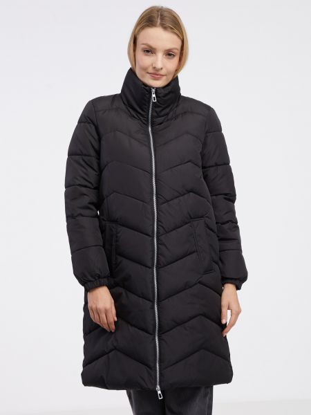 Dygsniuotas žieminis paltas Vero Moda juoda