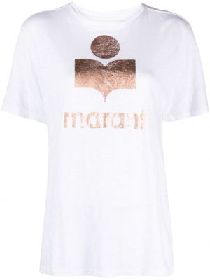 T-shirt en lin à imprimé à motif étoile Marant étoile blanc