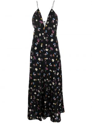 Jedwabna sukienka długa w kwiatki z nadrukiem Stella Mccartney czarna