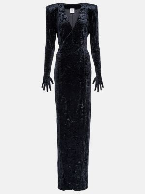 Žametna dolga obleka iz rebrastega žameta Vetements črna
