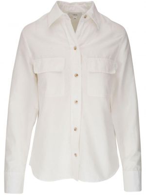 Памучна копринена блуза Vince бяло