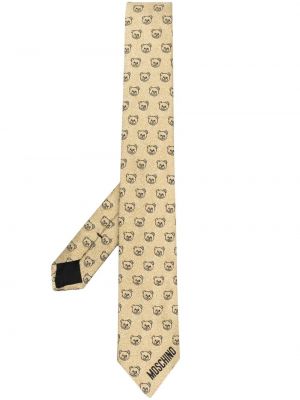 Копринена вратовръзка с принт Moschino златисто