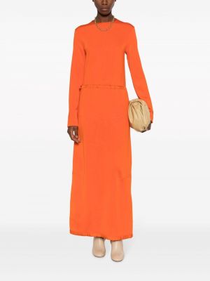 Midi šaty s kulatým výstřihem Jil Sander oranžové