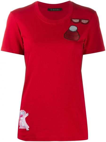Camiseta con bordado Mr & Mrs Italy rojo