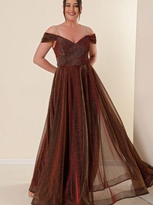 Μάξι φόρεμα σε φαρδιά γραμμή By Saygı χρυσό