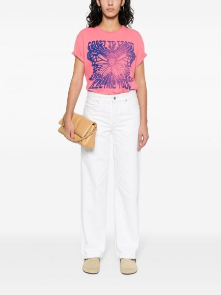 Bavlněné tričko s potiskem Mother růžové