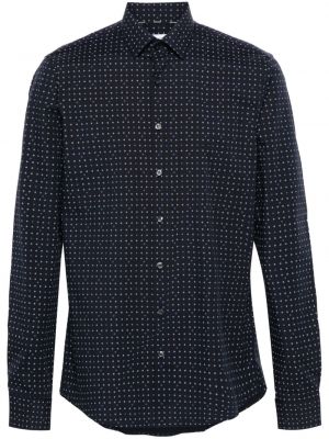 Chemise en coton à imprimé à motif géométrique Calvin Klein bleu