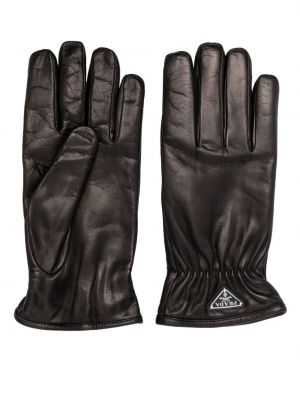 Rękawiczki skórzane Prada czarne