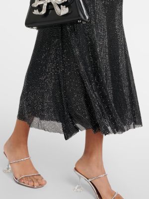Мрежеста миди рокля с кристали Self-portrait черно