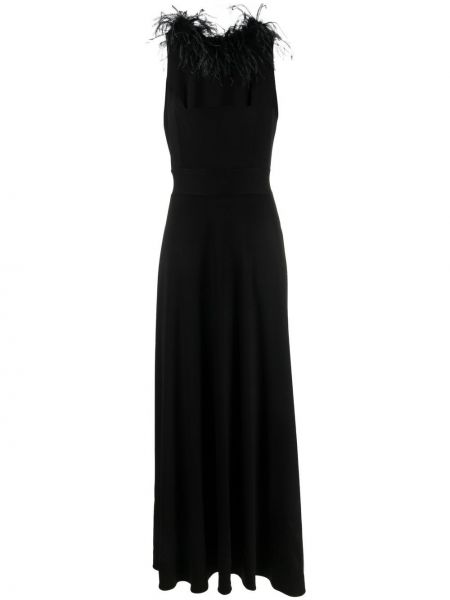 Вечерна рокля без ръкави с пера Styland черно