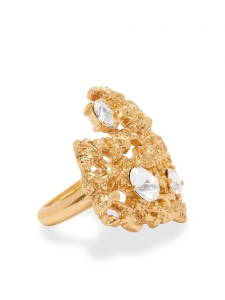 Herzmuster ring mit kristallen Oscar De La Renta gold
