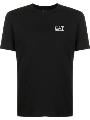 Camiseta con estampado de cuello redondo Ea7 Emporio Armani negro