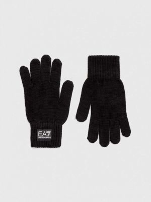 Vlněné rukavice Ea7 Emporio Armani černé