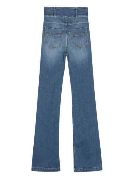 Kõrge vöökohaga alt laienevad teksapüksid Elisabetta Franchi sinine