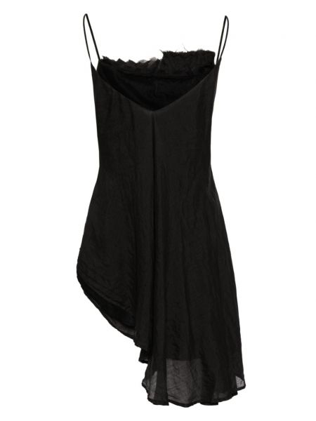 Asymetrické hedvábné šaty Marc Le Bihan černé