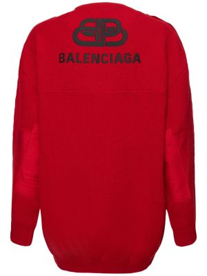 Sweter wełniany oversize Balenciaga czerwony