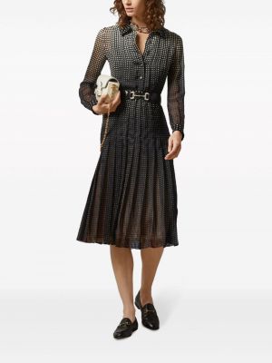 Jedwabna sukienka midi szyfonowa z nadrukiem Gucci