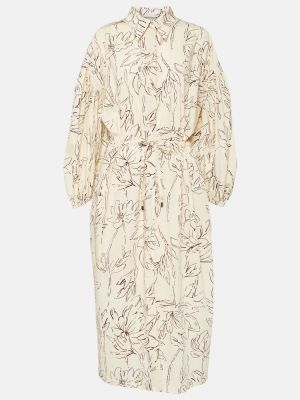 Pamučna midi haljina s printom Brunello Cucinelli