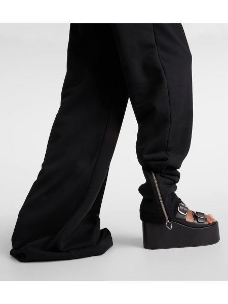Bavlněné sportovní kalhoty s vysokým pasem jersey Jean Paul Gaultier černé