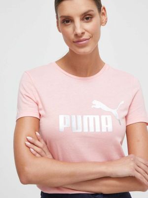 Памучна тениска Puma розово