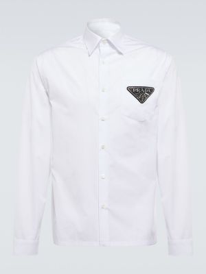Lunga camicia di cotone Prada bianco