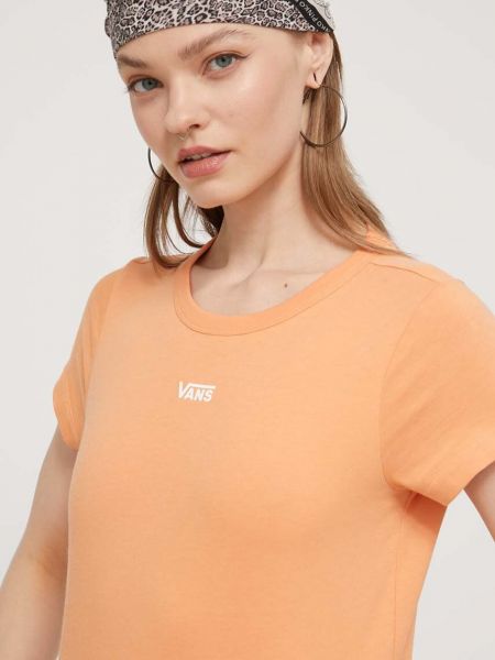 Pamut póló Vans narancsszínű