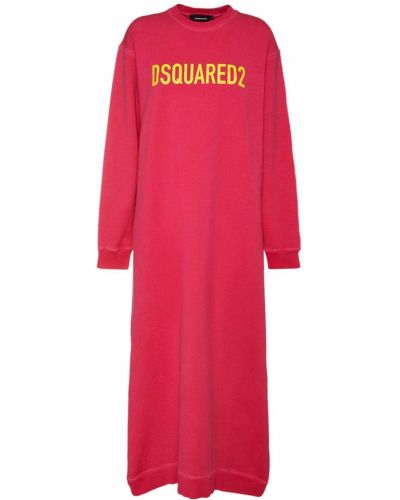 Памучна рокля от джърси Dsquared2 розово
