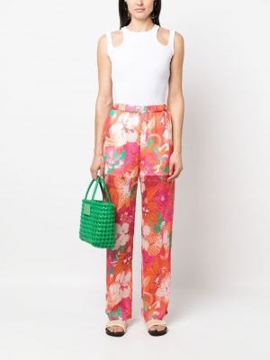 Květinové kalhoty s potiskem relaxed fit Msgm růžové