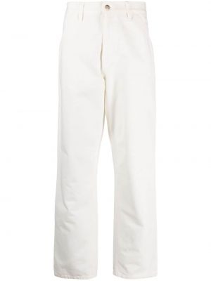 Bavlnené rovné nohavice na gombíky na zips Carhartt Wip - biela
