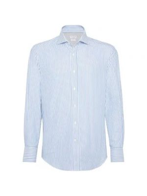 Koszula w paski Brunello Cucinelli niebieska
