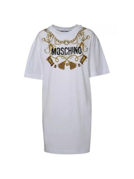 Белое хлопковое платье Moschino