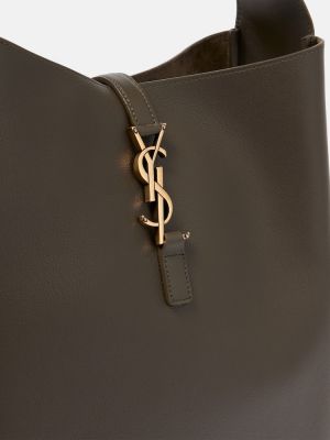 Kožená kožená kabelka Saint Laurent zlatá