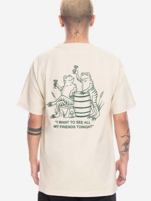 Bavlněné tričko s potiskem Taikan béžové