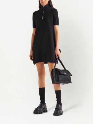 Vlněné mini šaty Prada černé