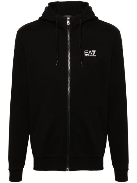 Baskılı zip uzun kazak Ea7 Emporio Armani siyah