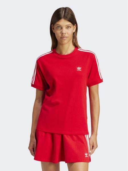 Tricou cu dungi Adidas roșu