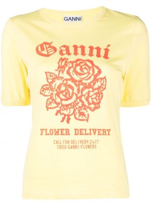 Памучна тениска с принт Ganni