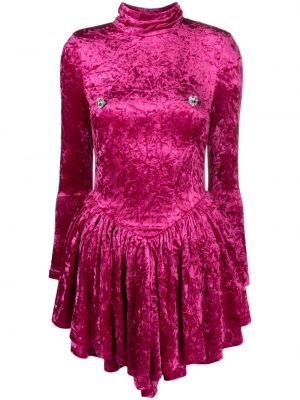 Aksamitna sukienka koktajlowa w serca Rotate różowa
