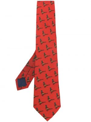 Lněná bavlněná kravata s potiskem Polo Ralph Lauren