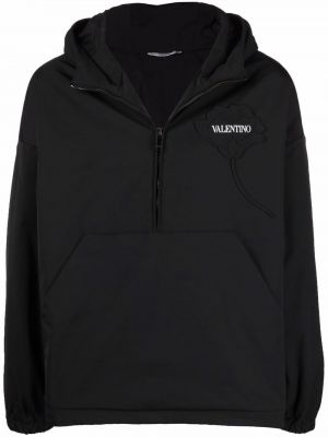 Květinová bunda s kapucí Valentino černá
