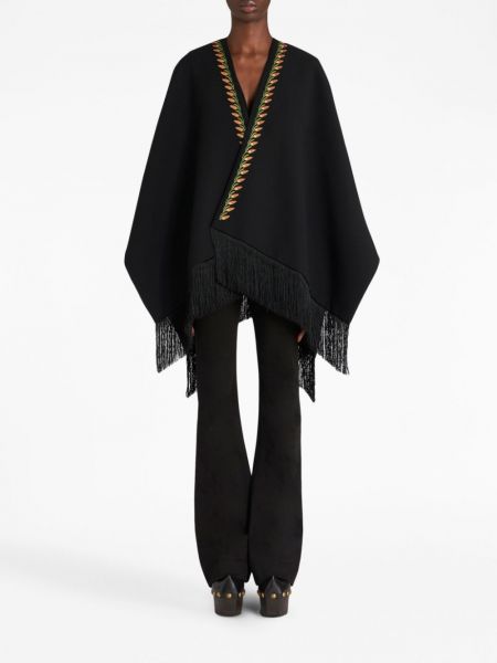 Kabát s výšivkou s třásněmi Etro černý