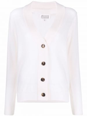 Cárdigan de punto con escote v Maison Margiela blanco