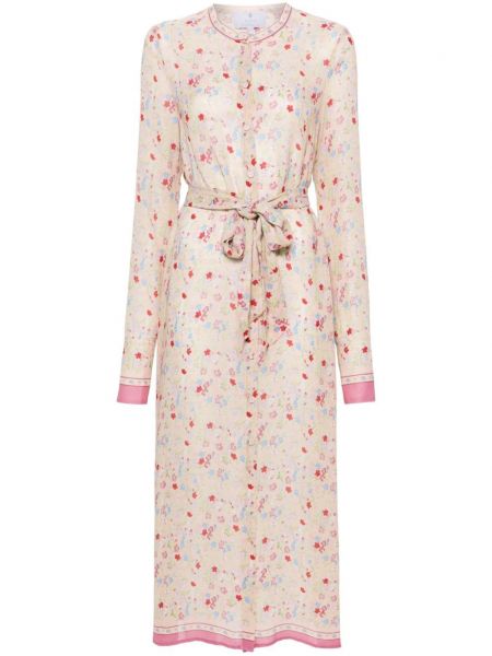 Robe droite à fleurs à imprimé Luisa Beccaria beige