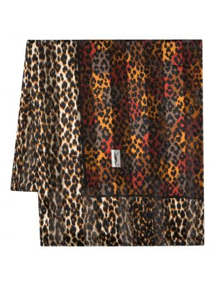 Hodvábny šál s potlačou s leopardím vzorom Yves Saint Laurent Pre-owned