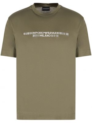 Тениска бродирана с кръгло деколте Emporio Armani зелено
