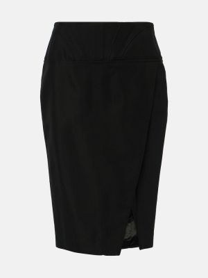 Midi suknja visoki struk Mugler crna